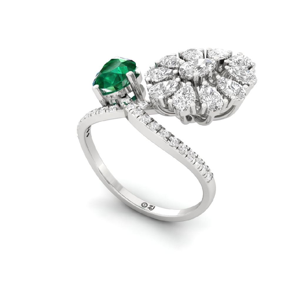 Celestial Splendor Round Cut, Pear Cut CVD-Lab grown Diamond Ring