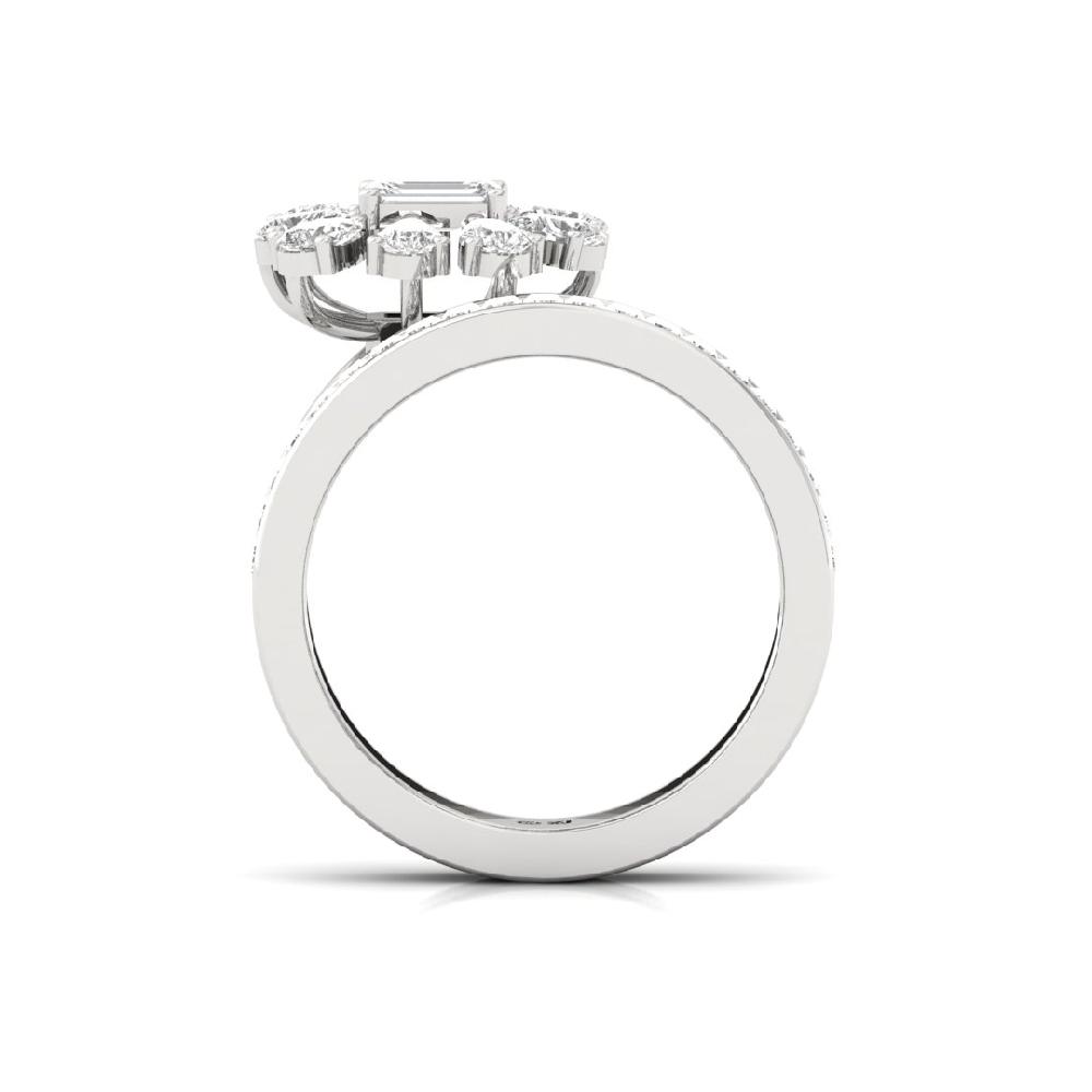 Pear Cut, Emerald Cut & Baguette Cut CVD-Lab Grown Diamond 925 Sliver & Gold Ring