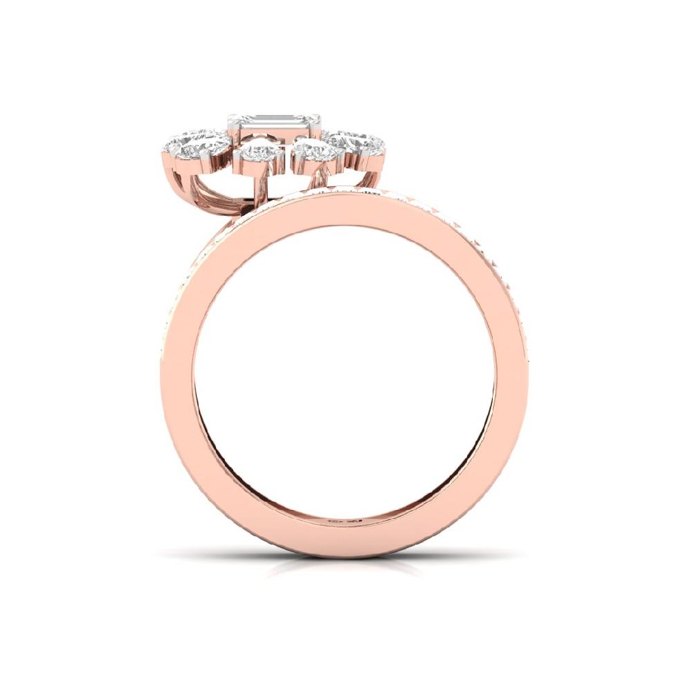 Pear Cut, Emerald Cut & Baguette Cut CVD-Lab Grown Diamond 925 Sliver & Gold Ring