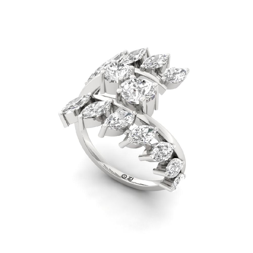 Aurora Gleam Round Cut, Marquise Cut CVD-Lab grown Diamond Ring