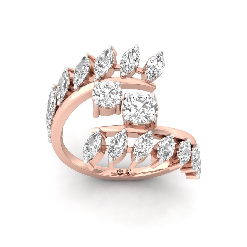 Aurora Gleam Round Cut, Marquise Cut CVD-Lab grown Diamond Ring