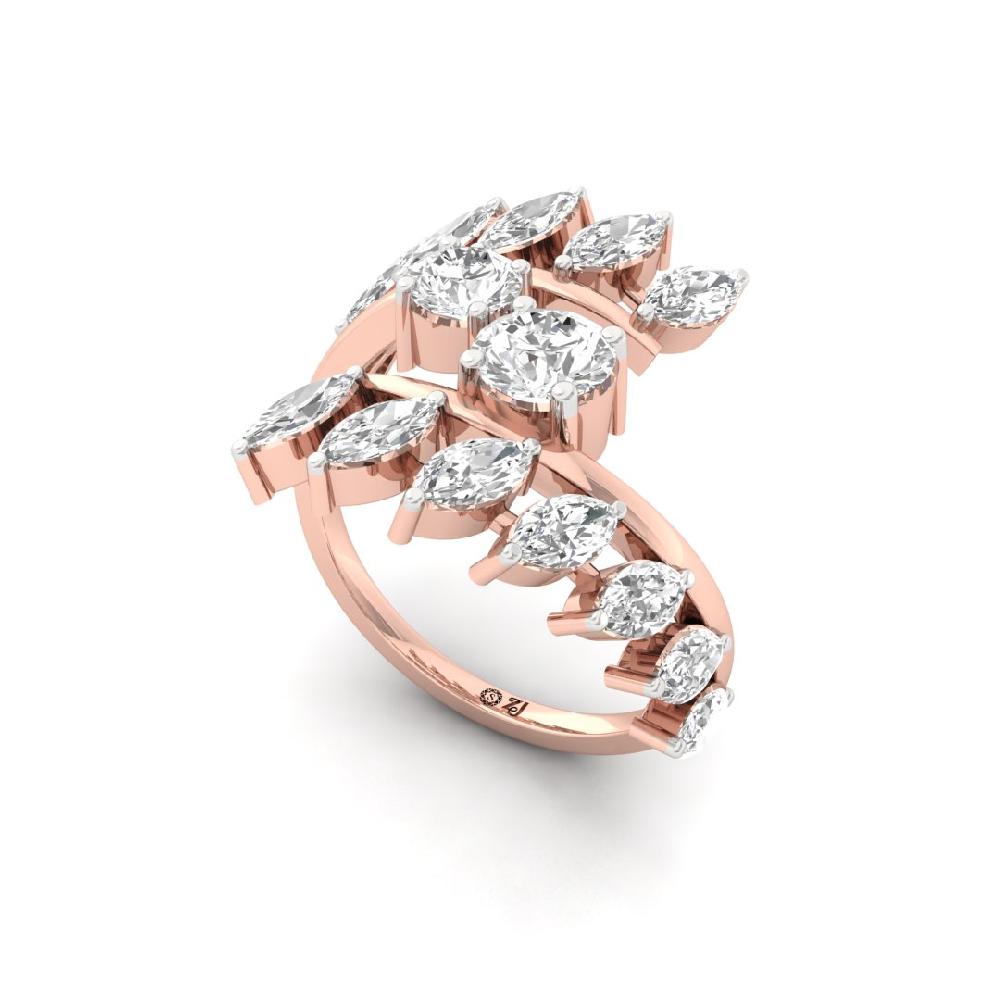 Aurora Gleam Round Cut, Marquise Cut CVD-Lab grown Diamond Ring