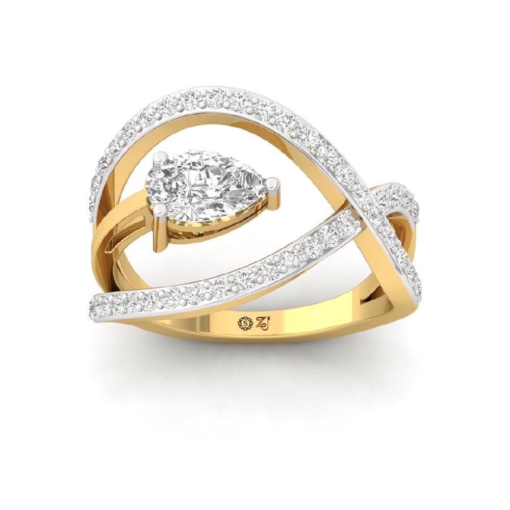 Celestial Fusion Round Cut & Pear Cut Diamond Solitaire Ring