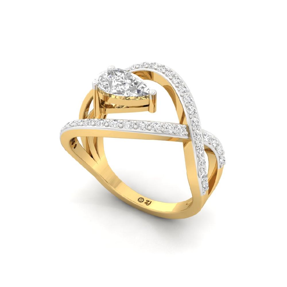 Celestial Fusion Round Cut & Pear Cut Diamond Solitaire Ring