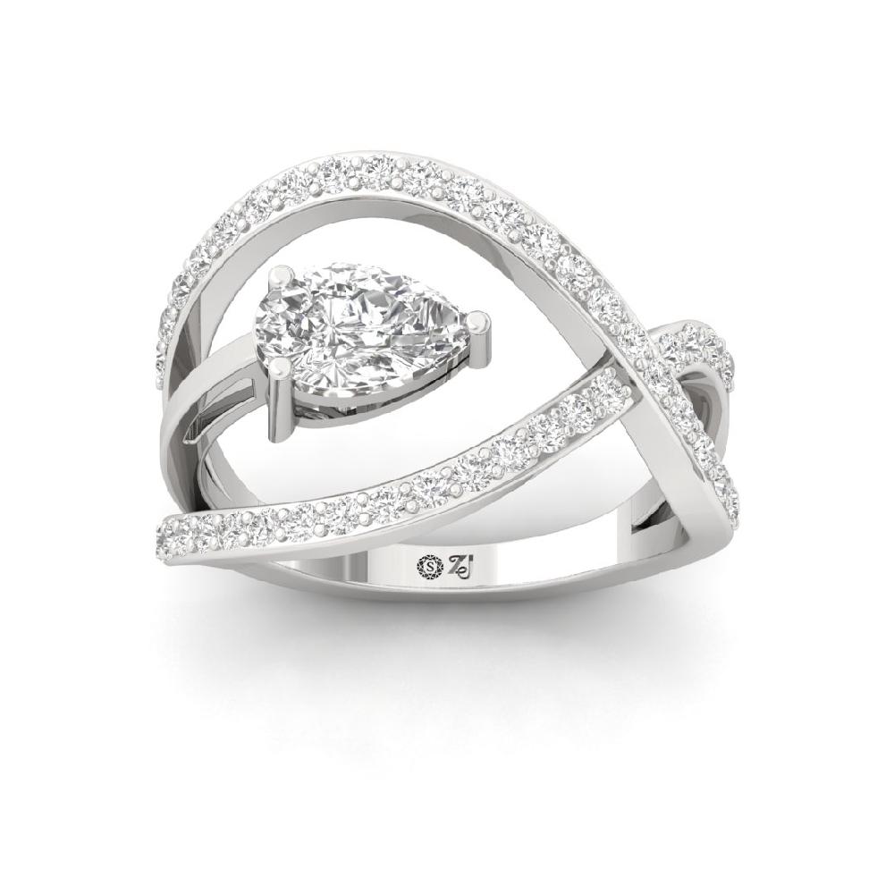 Celestial Fusion Round Cut & Pear Cut Diamond Solitaire Ring