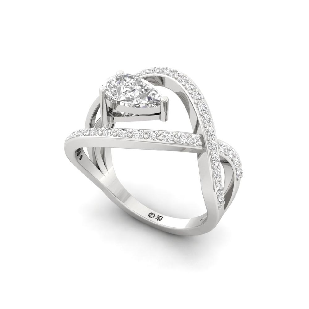 Celestial Fusion Round Cut & Pear Cut Diamond Solitaire Ring