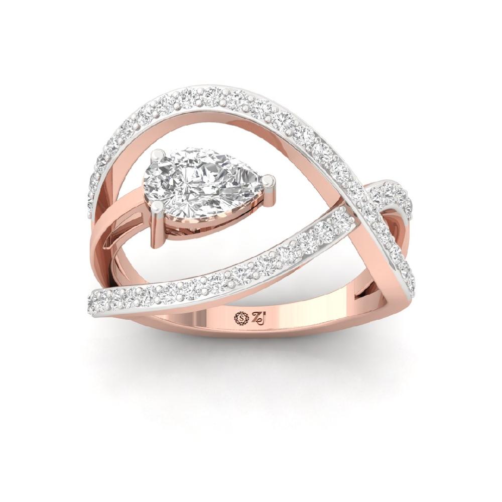 Celestial Fusion Round Cut & Pear Cut Diamond Solitaire Ring