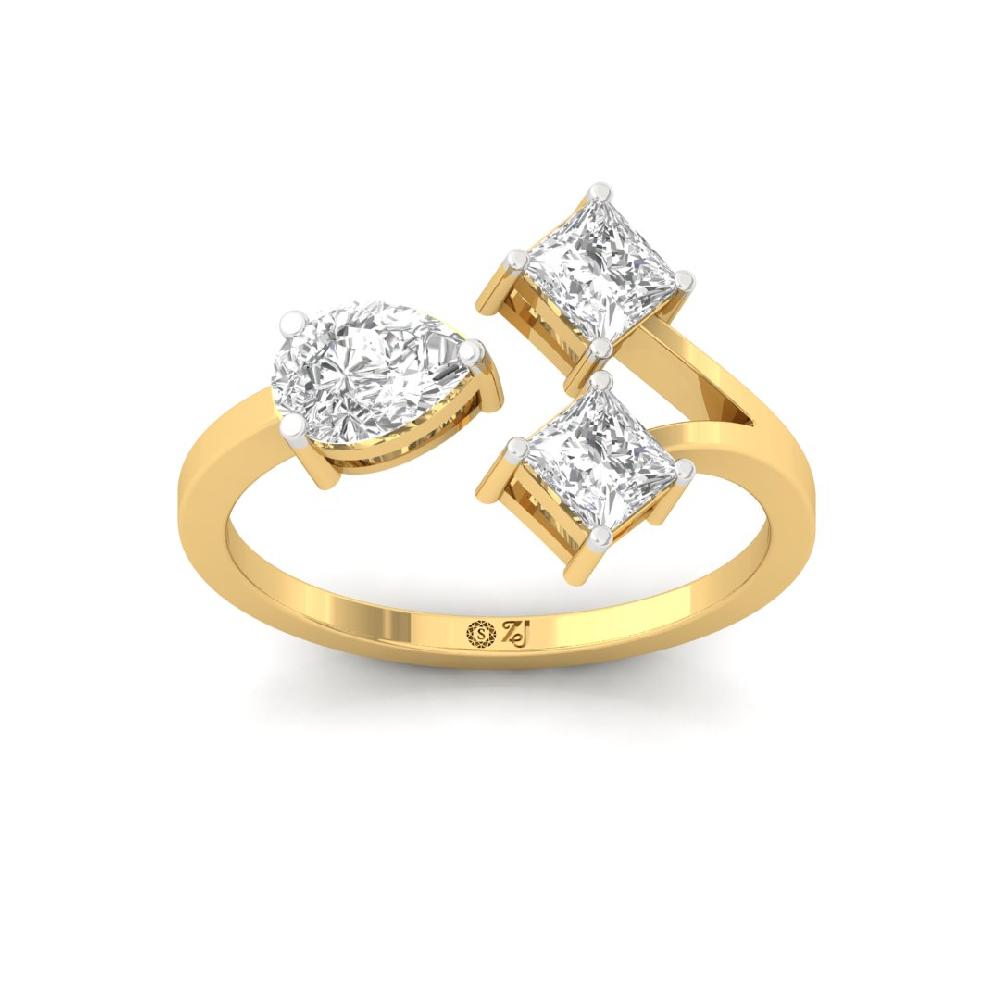Timeless Three Stone Pear Cut & Princess Cut Elegance Diamond Ring