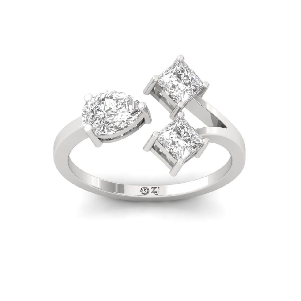 Timeless Three Stone Pear Cut & Princess Cut Elegance Diamond Ring