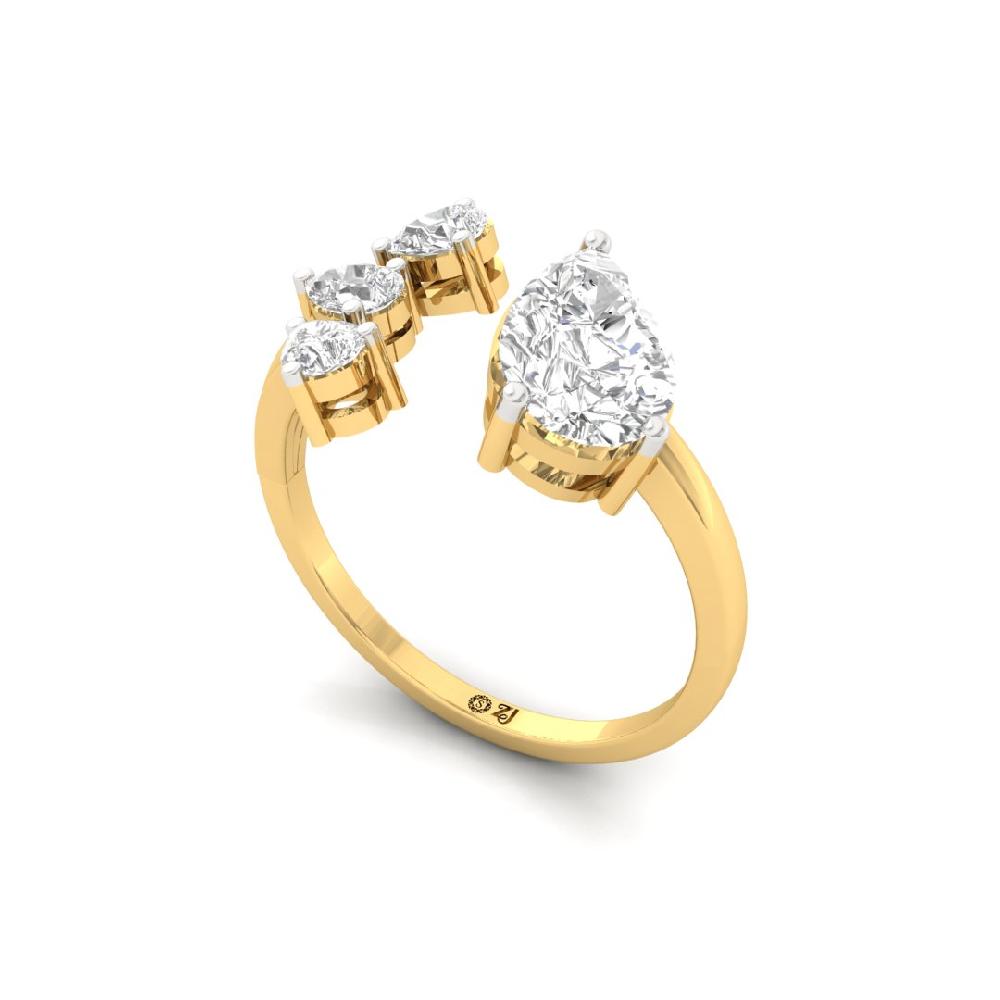 Aurora Gleam Pear Cut CVD-Lab grown Diamond Ring