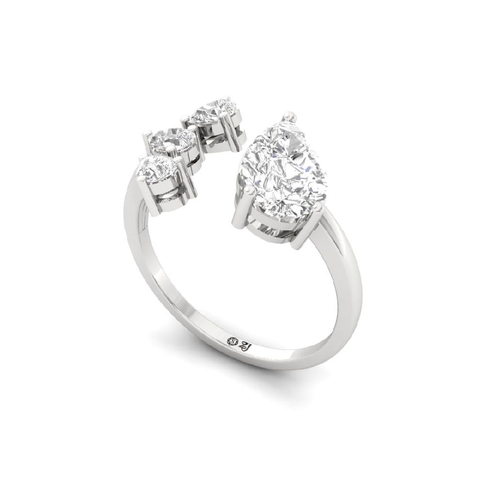 Aurora Gleam Pear Cut CVD-Lab grown Diamond Ring