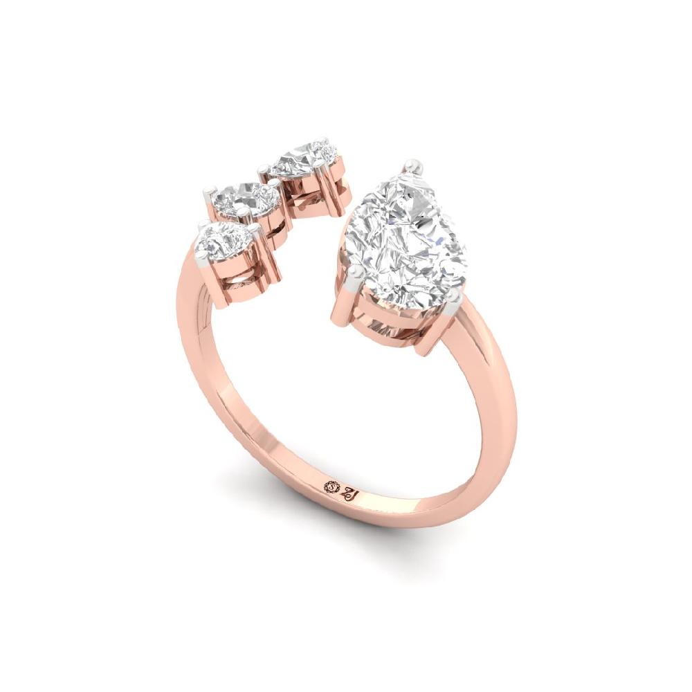 Aurora Gleam Pear Cut CVD-Lab grown Diamond Ring
