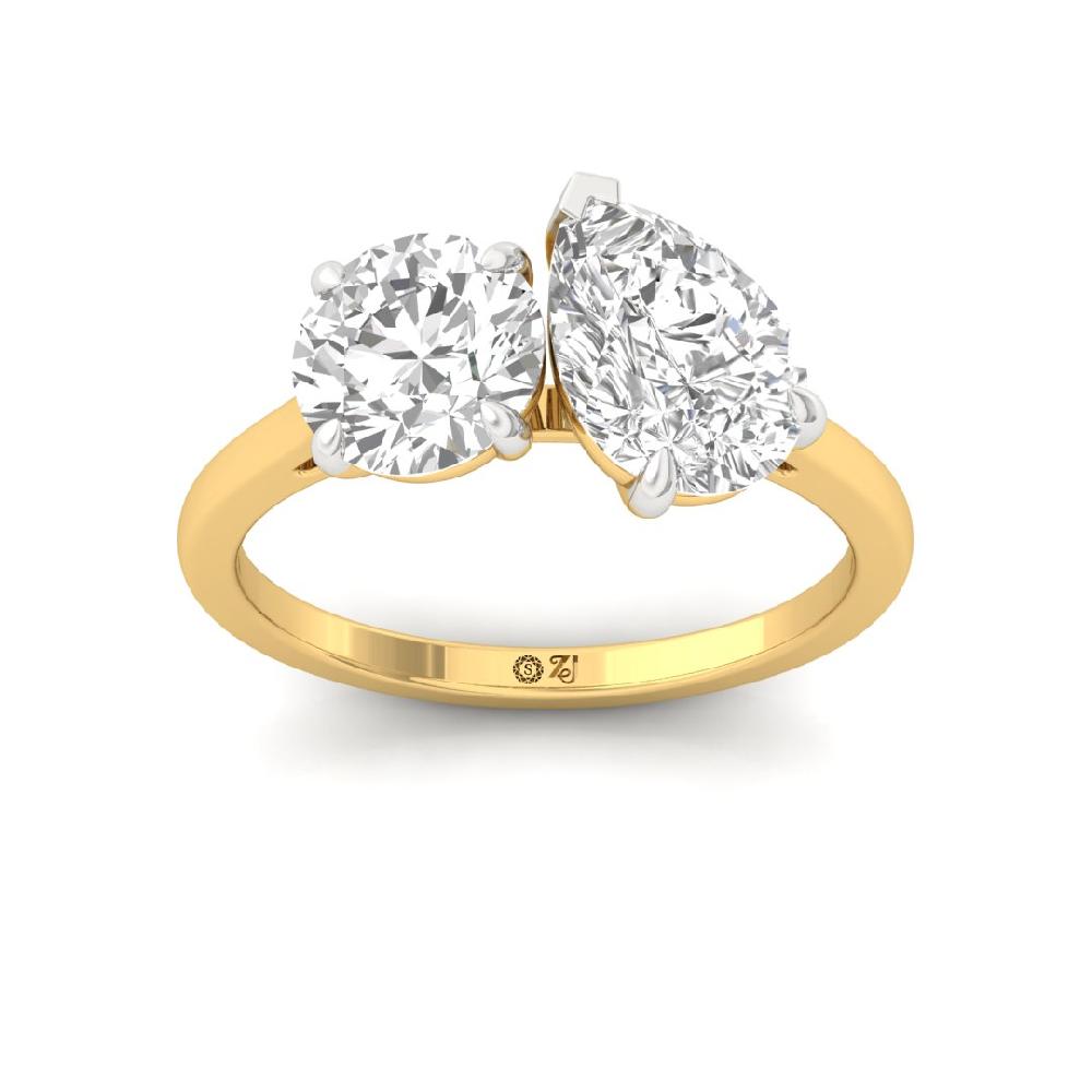 Majestic Round Cut, Pear Cut CVD-Lab Grown Diamond Ring