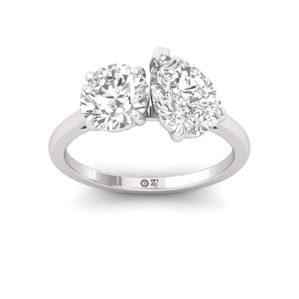 Majestic Round Cut, Pear Cut CVD-Lab Grown Diamond Ring