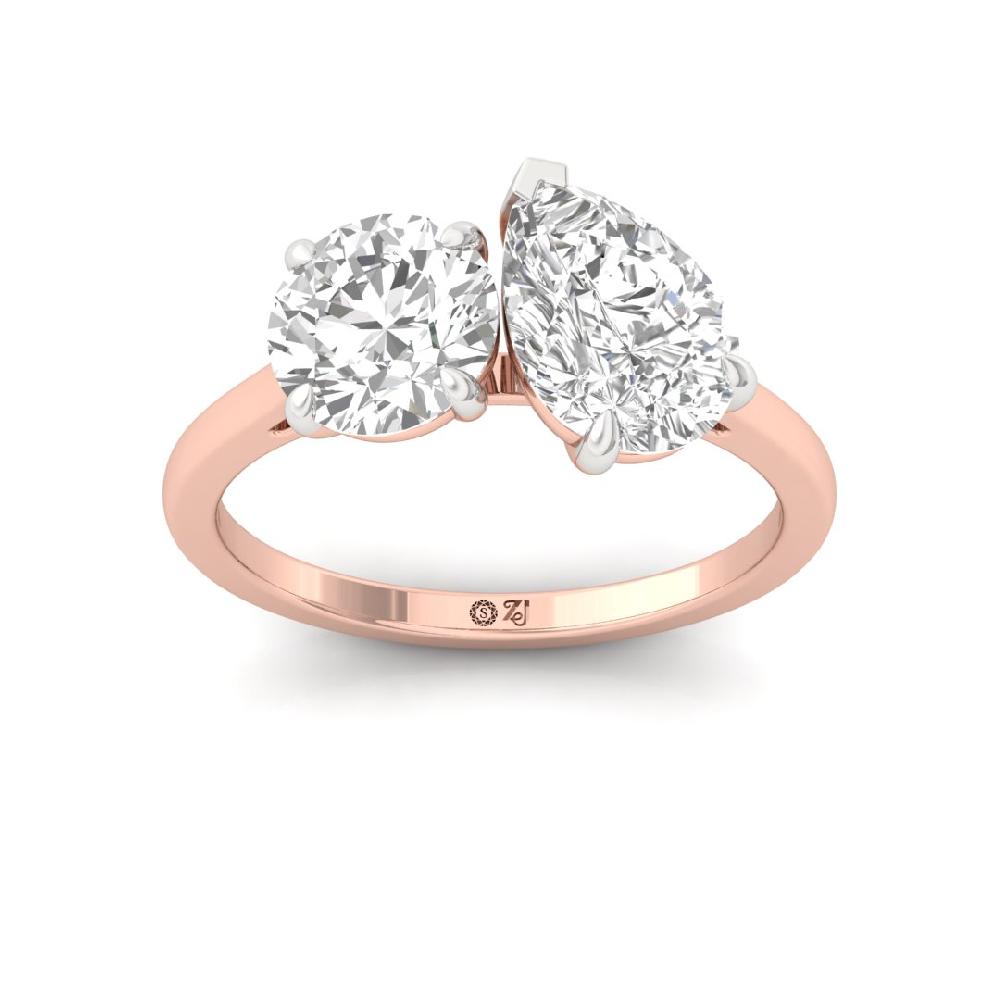 Majestic Round Cut, Pear Cut CVD-Lab Grown Diamond Ring
