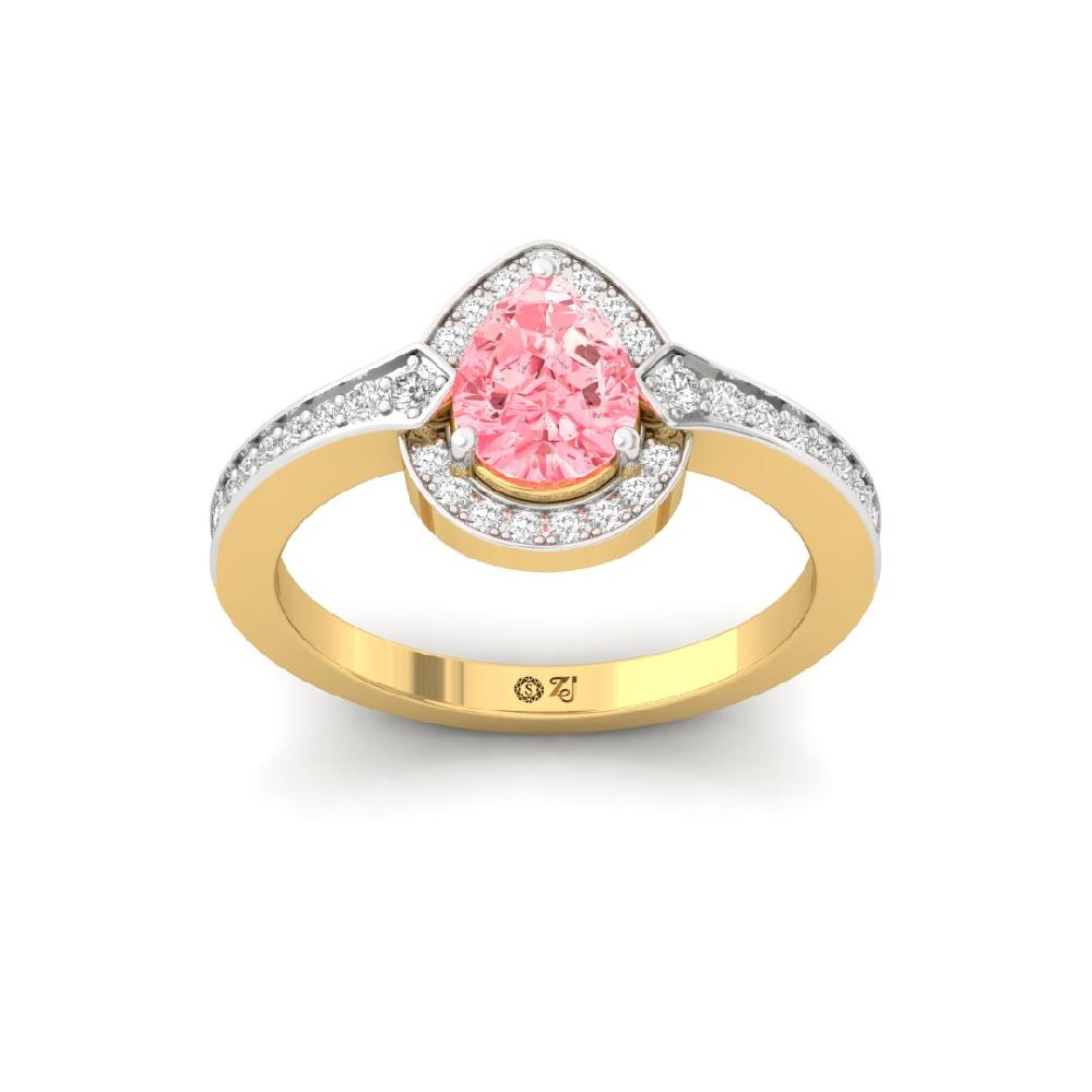 Celestial Round Cut, Pear Cut Radiance Halo Diamond Solitaire Ring
