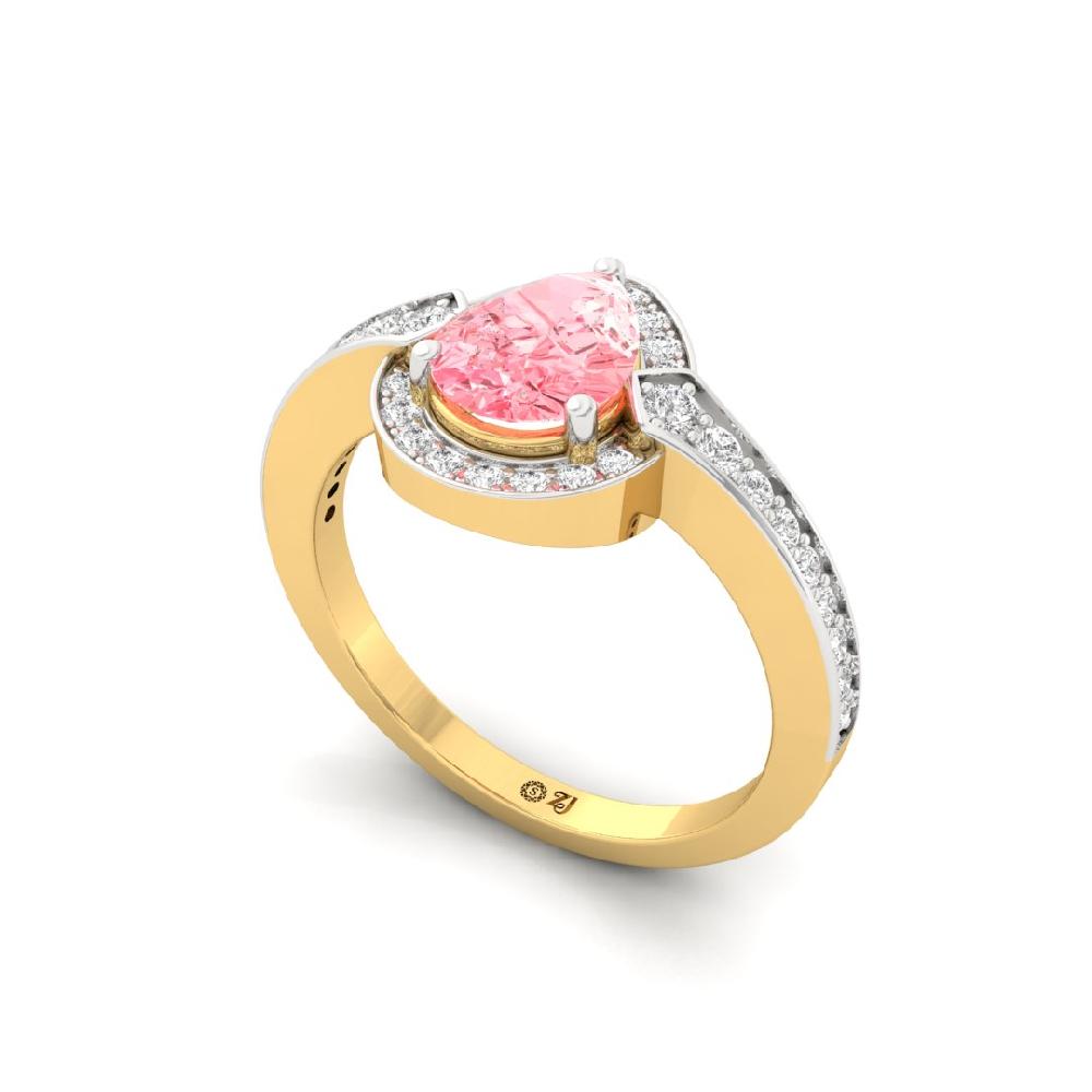 Celestial Round Cut, Pear Cut Radiance Halo Diamond Solitaire Ring