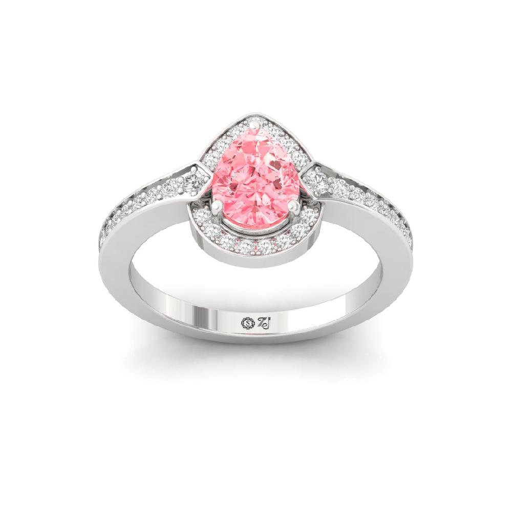 Celestial Round Cut, Pear Cut Radiance Halo Diamond Solitaire Ring