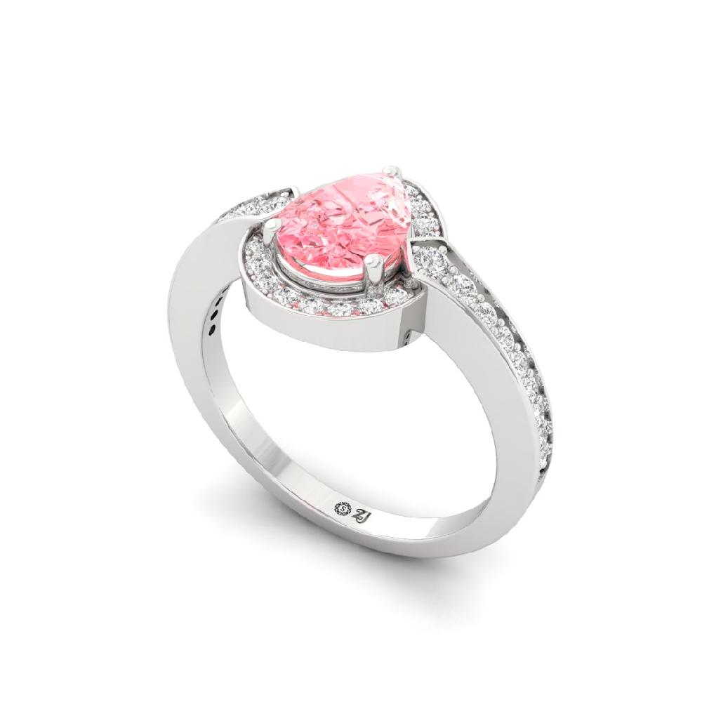 Celestial Round Cut, Pear Cut Radiance Halo Diamond Solitaire Ring