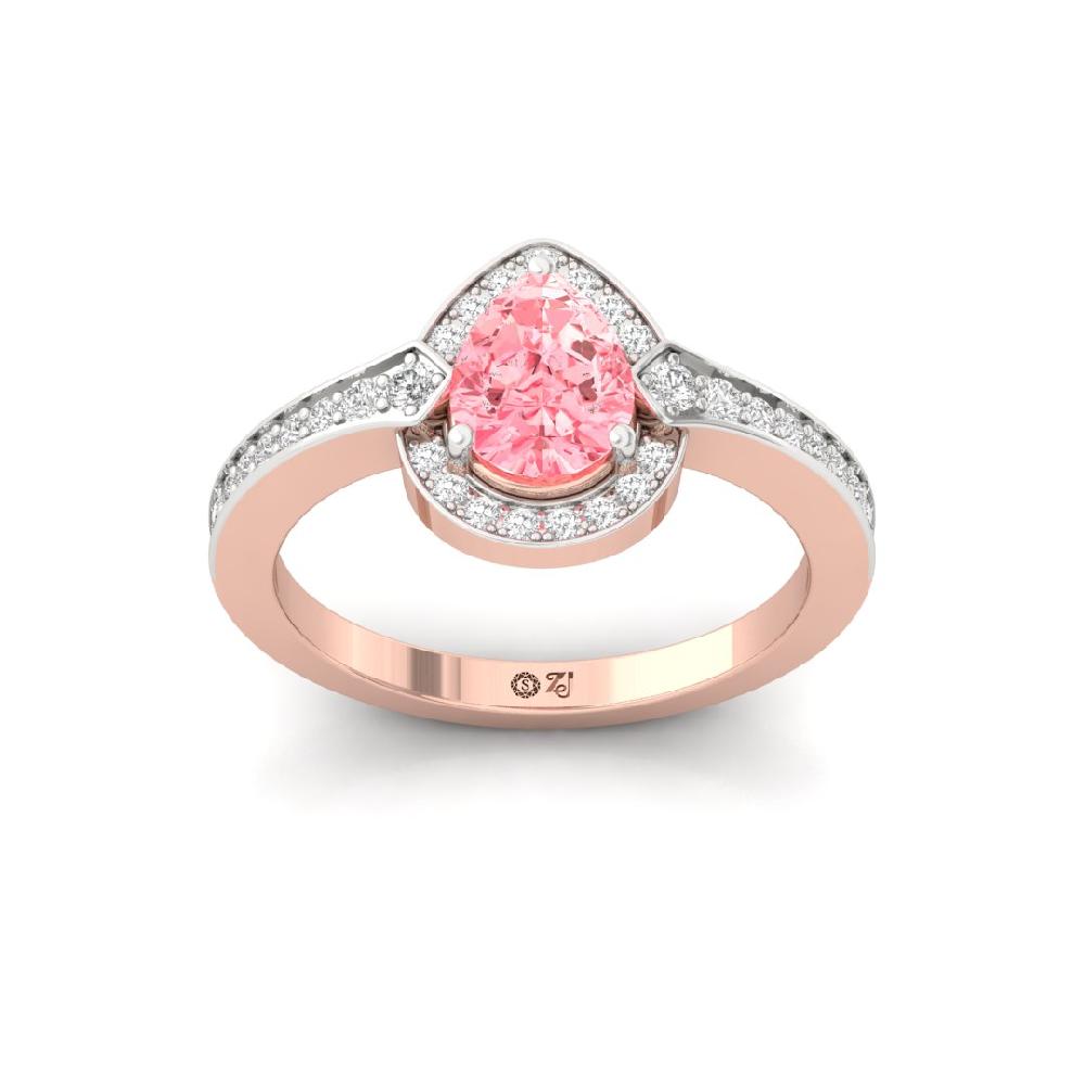 Celestial Round Cut, Pear Cut Radiance Halo Diamond Solitaire Ring