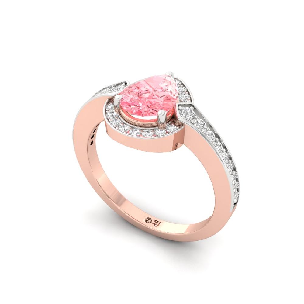 Celestial Round Cut, Pear Cut Radiance Halo Diamond Solitaire Ring