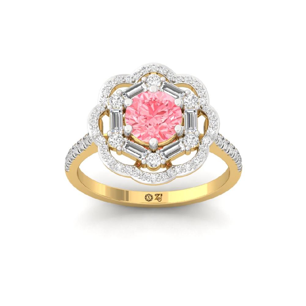 Luminous Round Cut, Baguette Cut Diamond Solitaire Ring