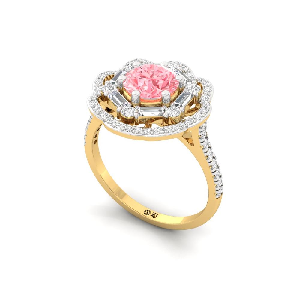 Luminous Round Cut, Baguette Cut Diamond Solitaire Ring