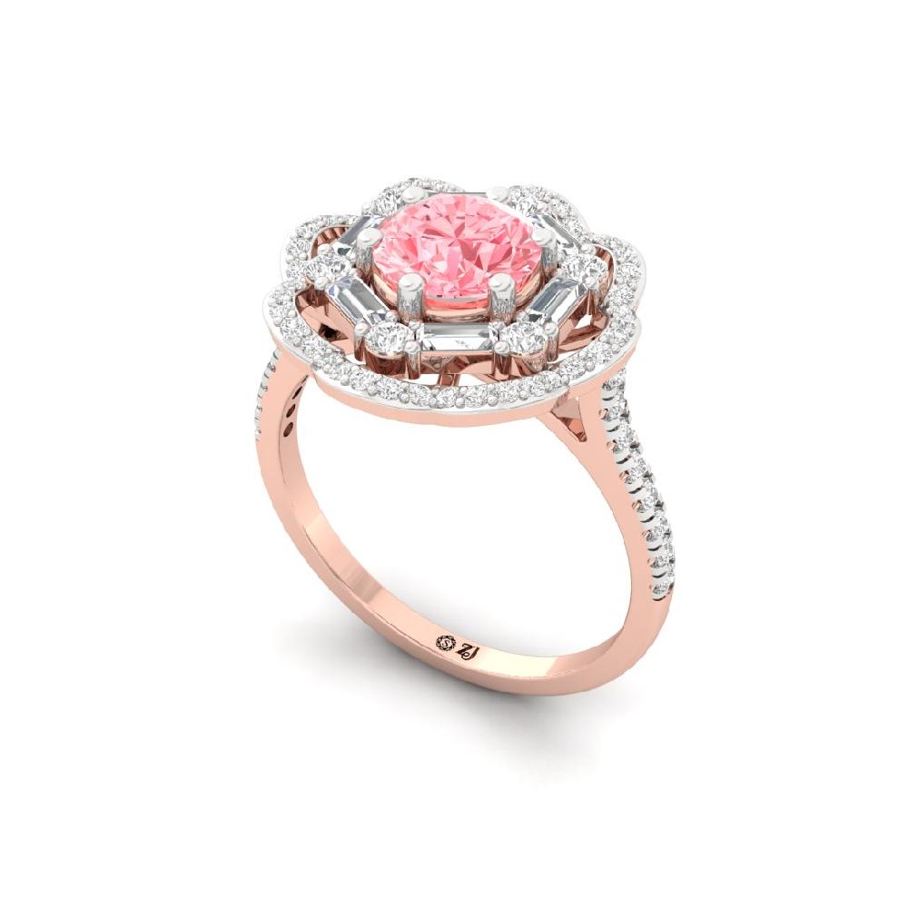 Luminous Round Cut, Baguette Cut Diamond Solitaire Ring