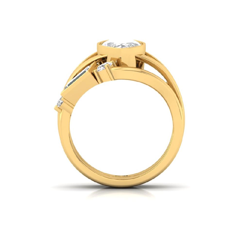 2.40 Marquise Cut, Round Cut, Baguette Cut CVD-Lab grown Diamond Ring