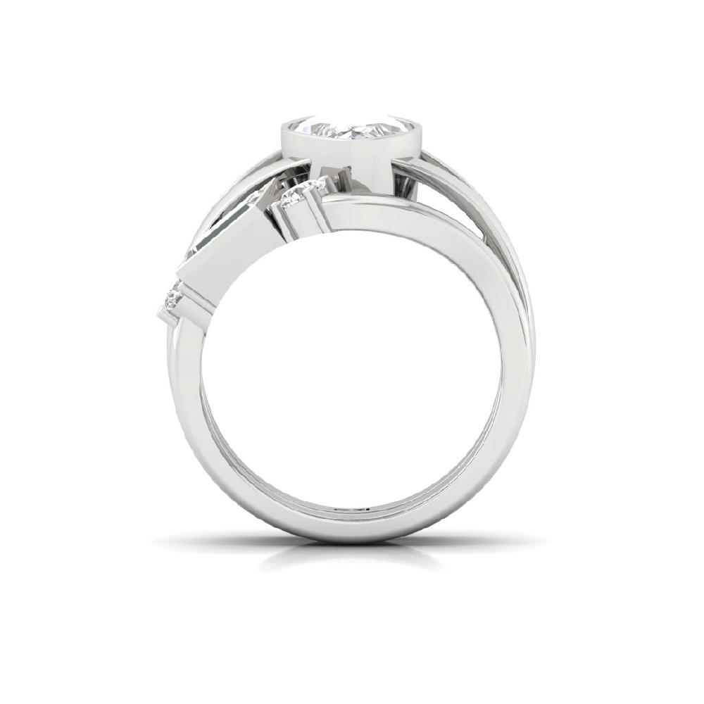 2.40 Marquise Cut, Round Cut, Baguette Cut CVD-Lab grown Diamond Ring