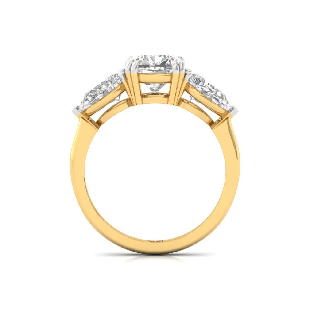 Celestial Allure Three Stone Pear Cut & Cushion Cut CVD-Lab Grown Diamond Ring