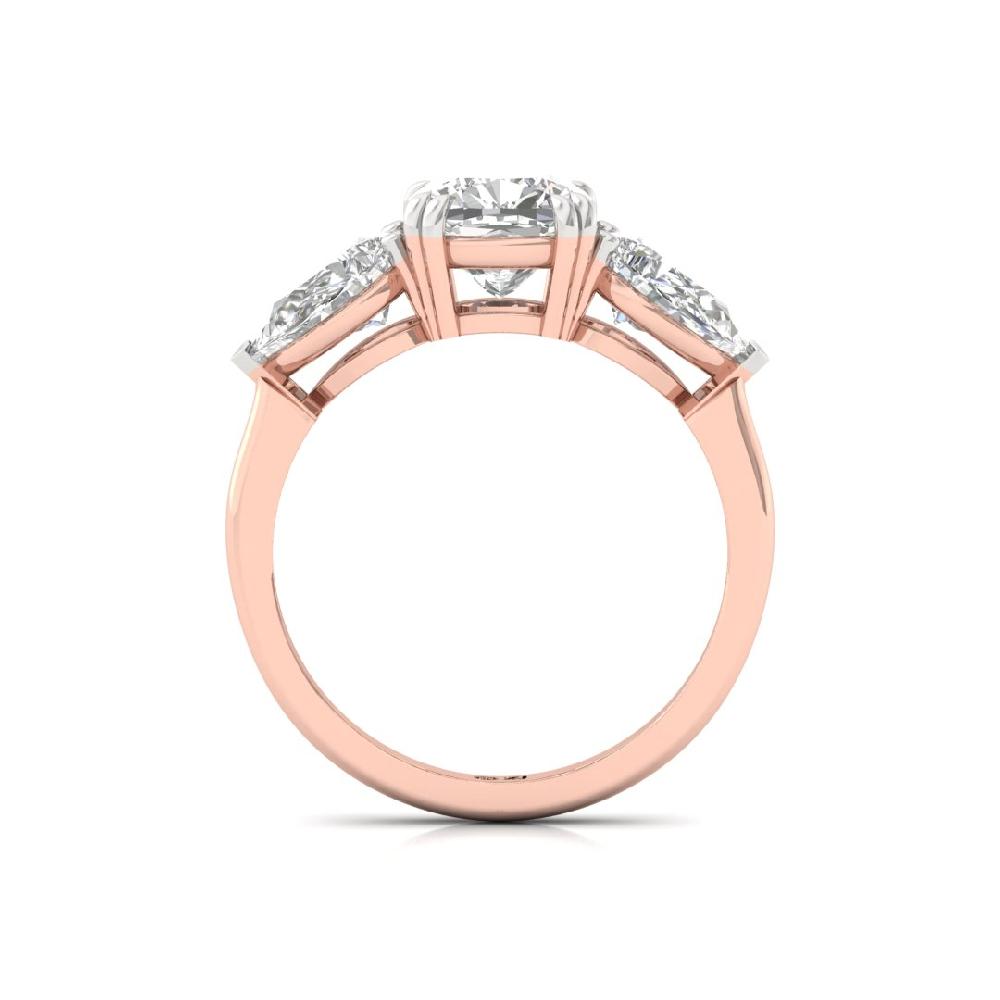 Celestial Allure Three Stone Pear Cut & Cushion Cut CVD-Lab Grown Diamond Ring