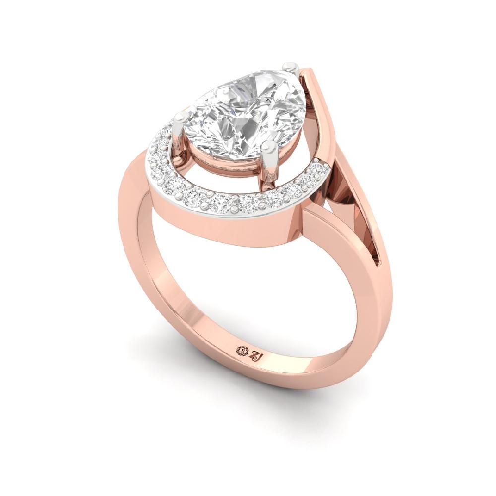Celestial Harmony Round Cut, Pear Cut CVD-Lab grown Diamond Ring
