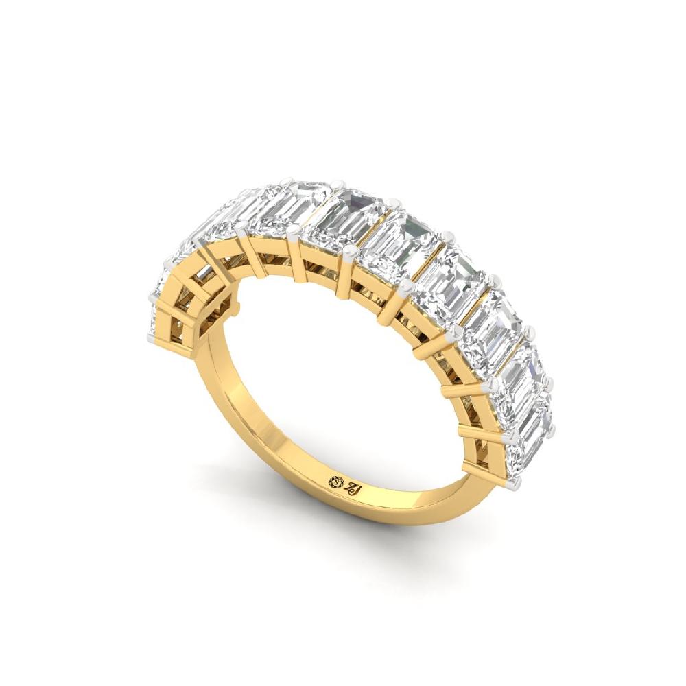 Emerald Cut Lab Grown Diamond Half Eternity Sliver & Gold Ring