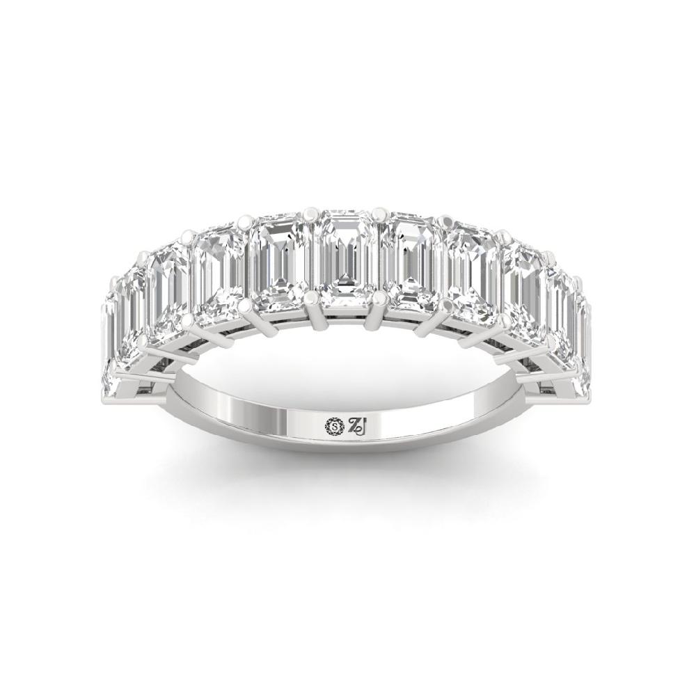 Emerald Cut Lab Grown Diamond Half Eternity Sliver & Gold Ring