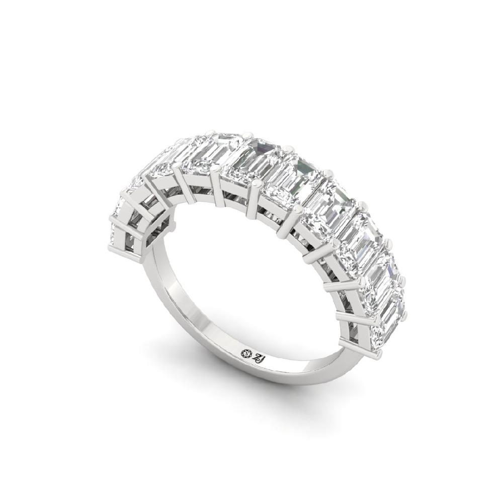 Emerald Cut Lab Grown Diamond Half Eternity Sliver & Gold Ring