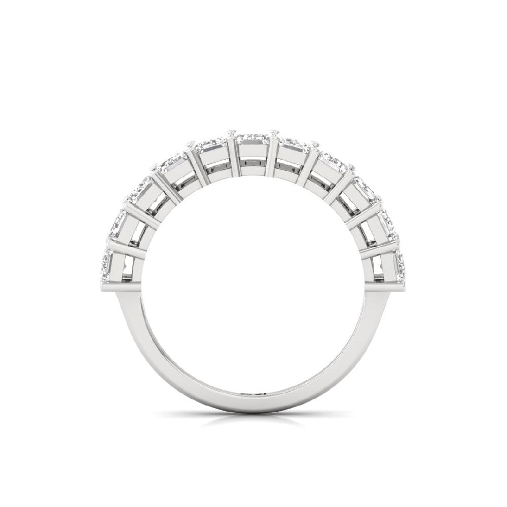 Emerald Cut Lab Grown Diamond Half Eternity Sliver & Gold Ring