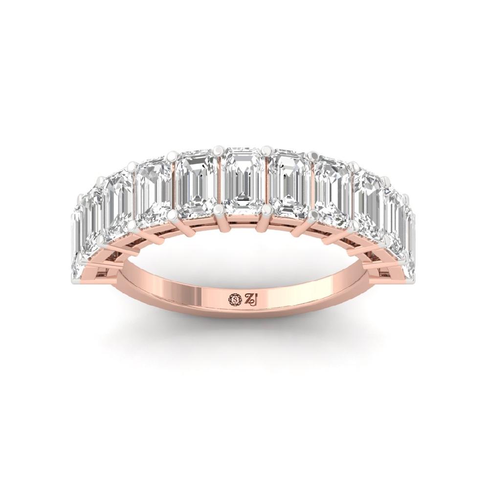 Emerald Cut Lab Grown Diamond Half Eternity Sliver & Gold Ring