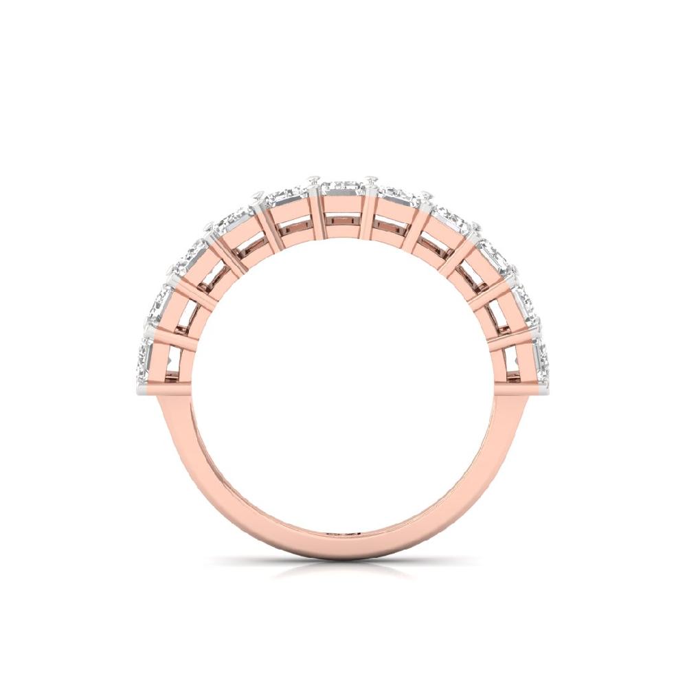 Emerald Cut Lab Grown Diamond Half Eternity Sliver & Gold Ring