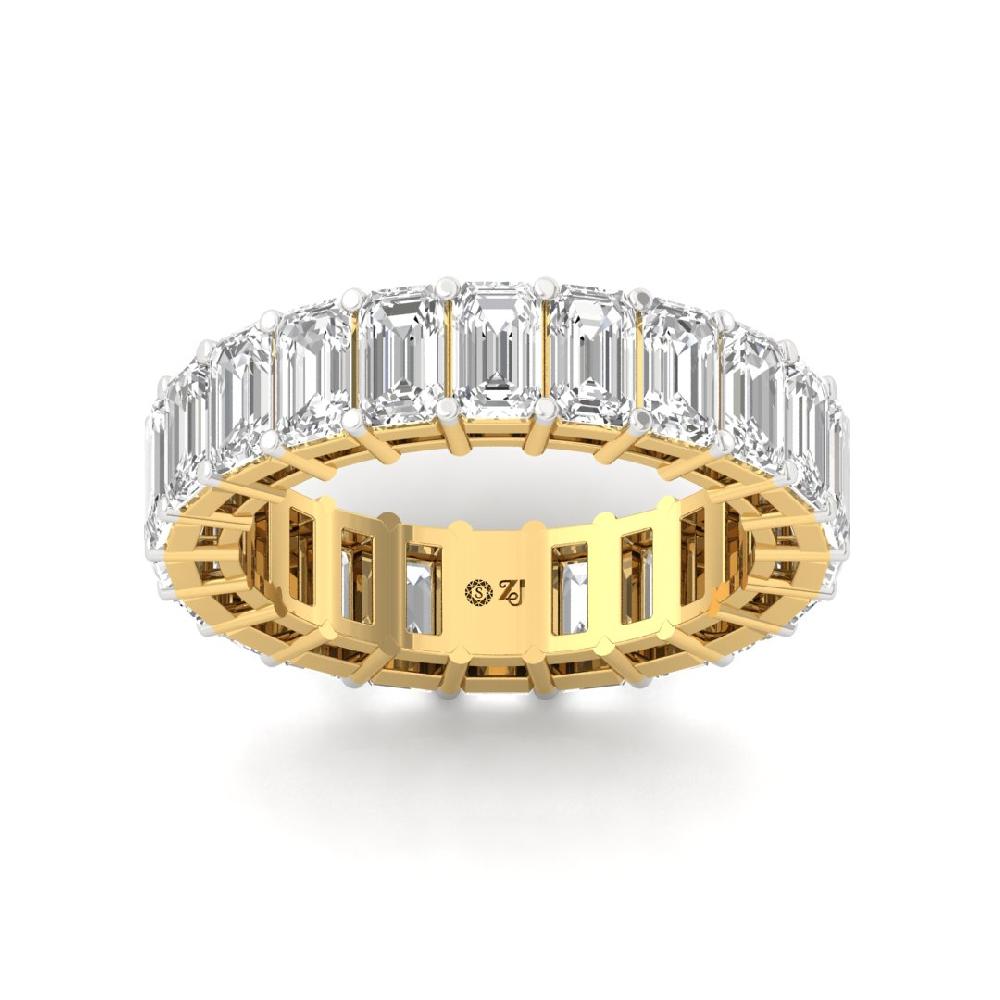 Emerald Lab Grown Diamond Full Eternity Sliver & Gold Ring