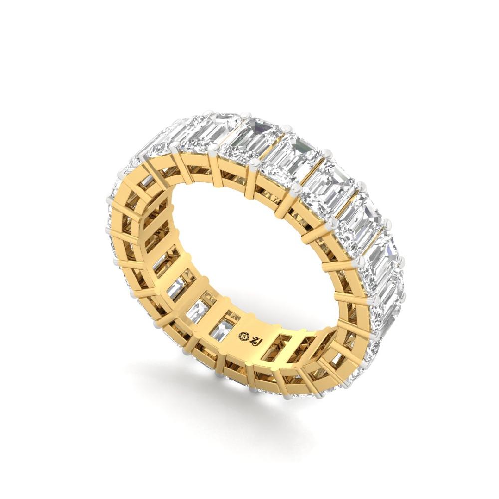 Emerald Lab Grown Diamond Full Eternity Sliver & Gold Ring