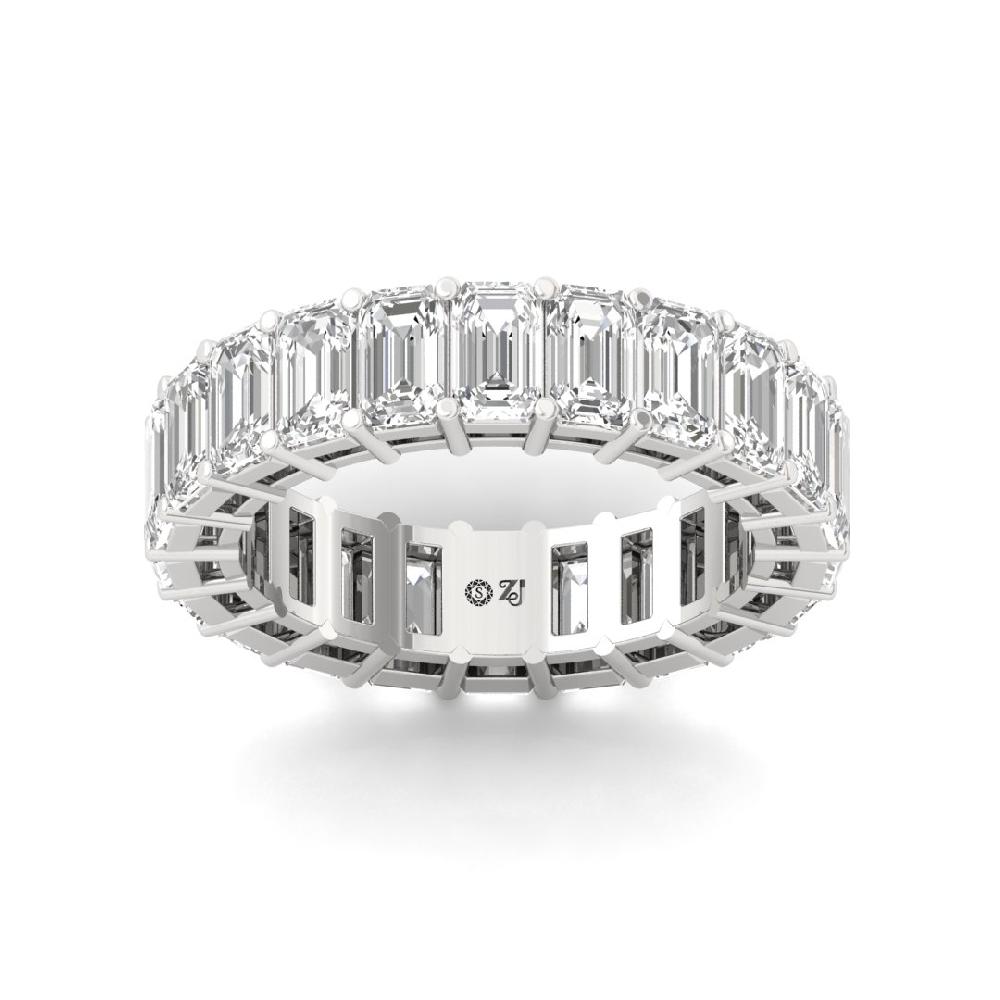 Emerald Lab Grown Diamond Full Eternity Sliver & Gold Ring
