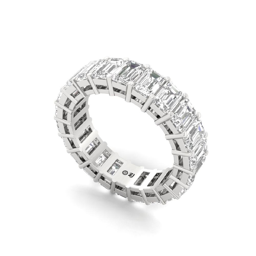 Emerald Lab Grown Diamond Full Eternity Sliver & Gold Ring