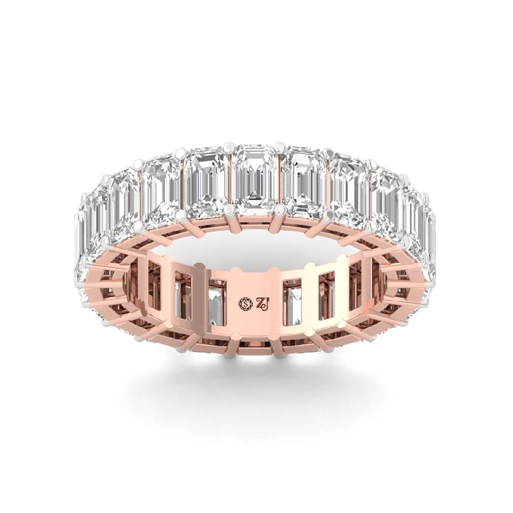 Emerald Lab Grown Diamond Full Eternity Sliver & Gold Ring