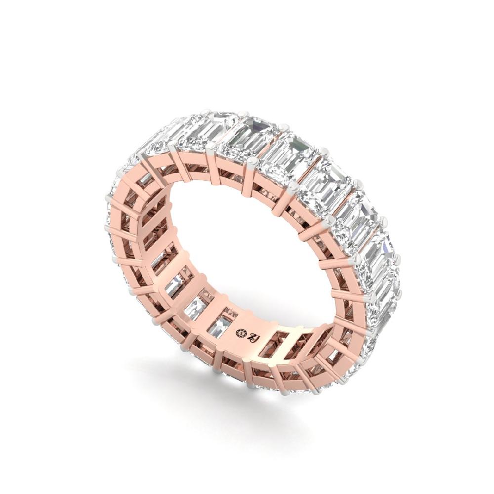 Emerald Lab Grown Diamond Full Eternity Sliver & Gold Ring
