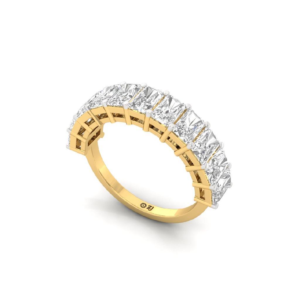 Radiant Lab Grown Diamond Half Eternity Sliver & Gold Ring