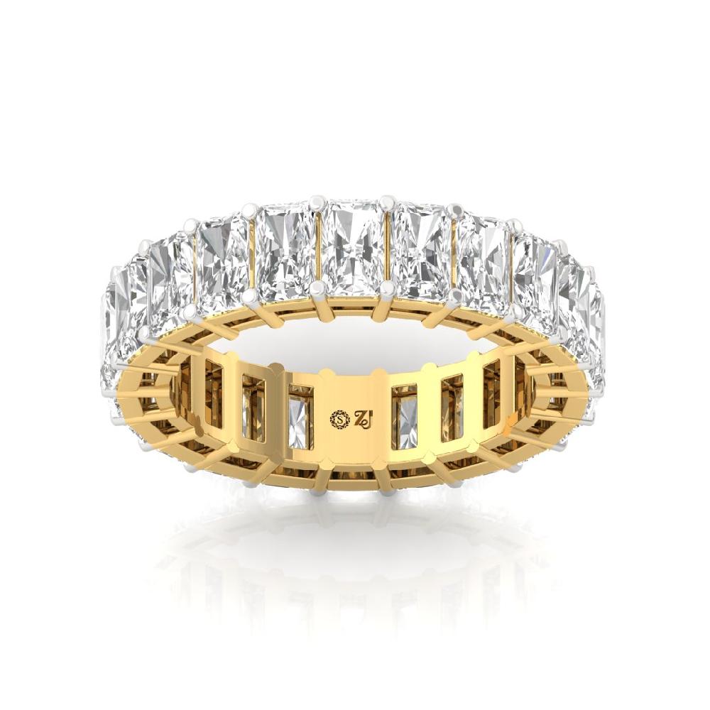 Radiant Cut Lab Grown Diamond Full Eternity Sliver & Gold Ring
