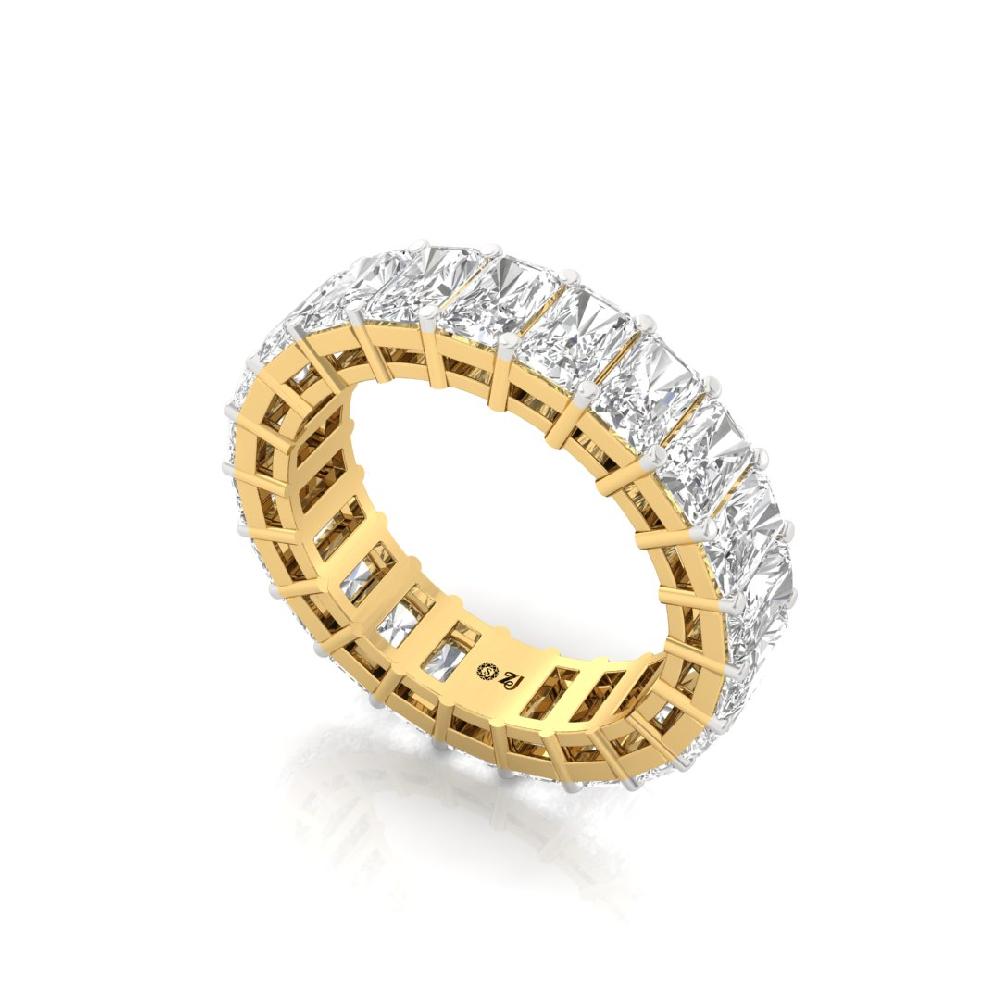 Radiant Cut Lab Grown Diamond Full Eternity Sliver & Gold Ring