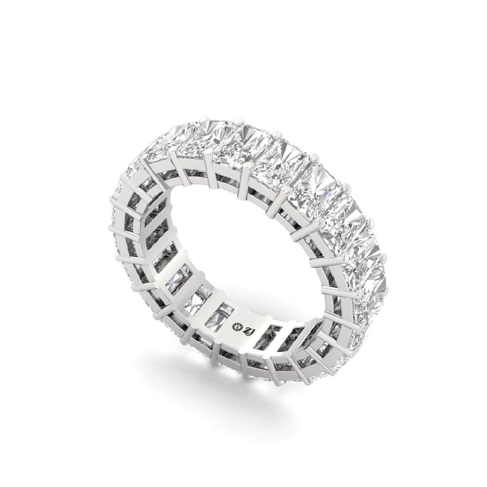 Radiant Cut Lab Grown Diamond Full Eternity Sliver & Gold Ring
