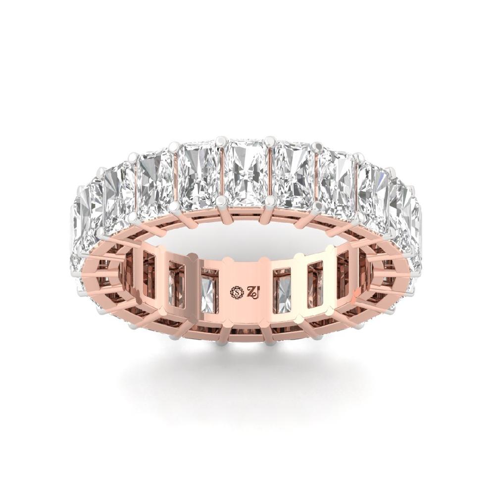 Radiant Cut Lab Grown Diamond Full Eternity Sliver & Gold Ring